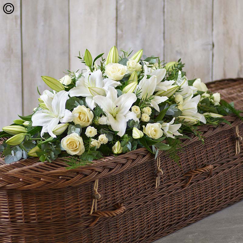 Lily and Rose Casket Spray Standard White