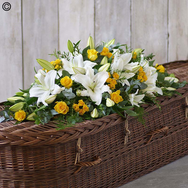 Lily and Rose Casket Spray Standard Yellow