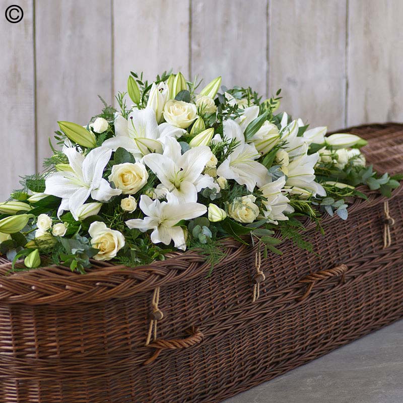 Lily and Rose Casket Spray Large White