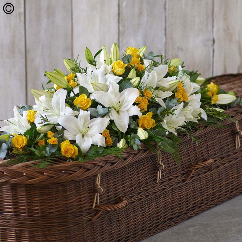 Lily and Rose Casket Spray Extra Large Yellow