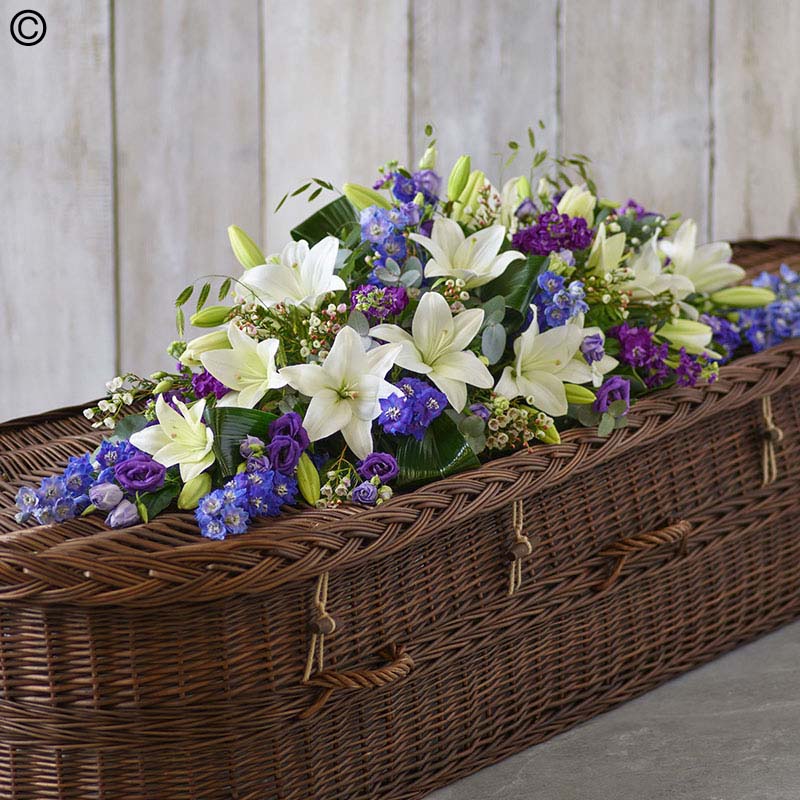 Blue and White Casket Spray Extra Large