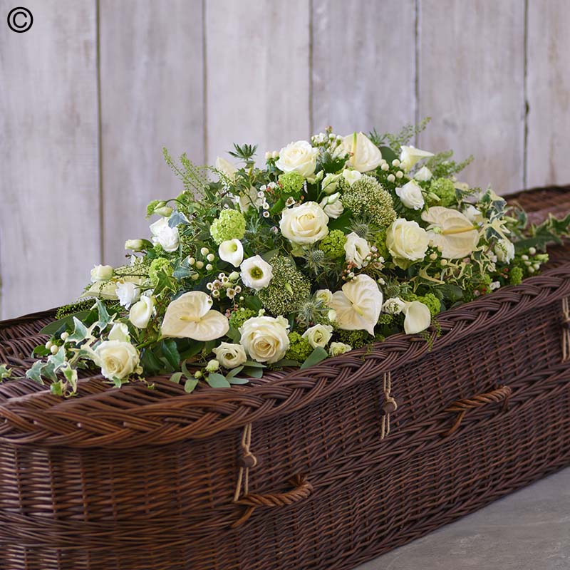 White and Green Casket Spray Standard
