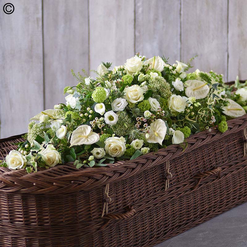 White and Green Casket Spray Extra Large