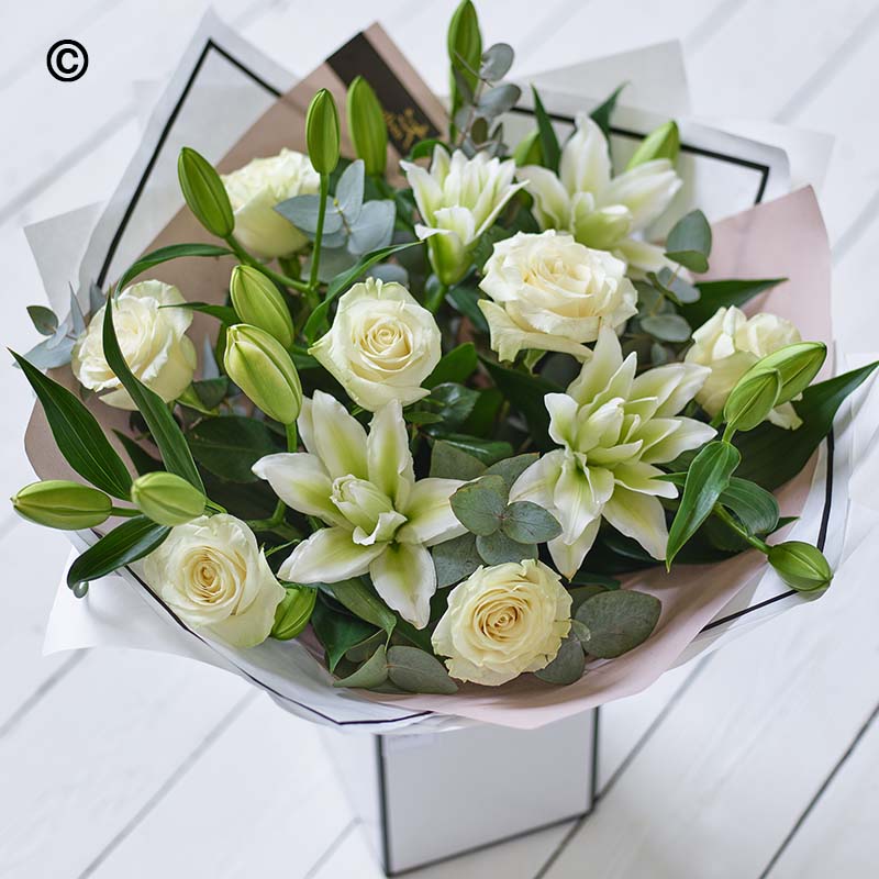White Rose and Lily Bouquet Large