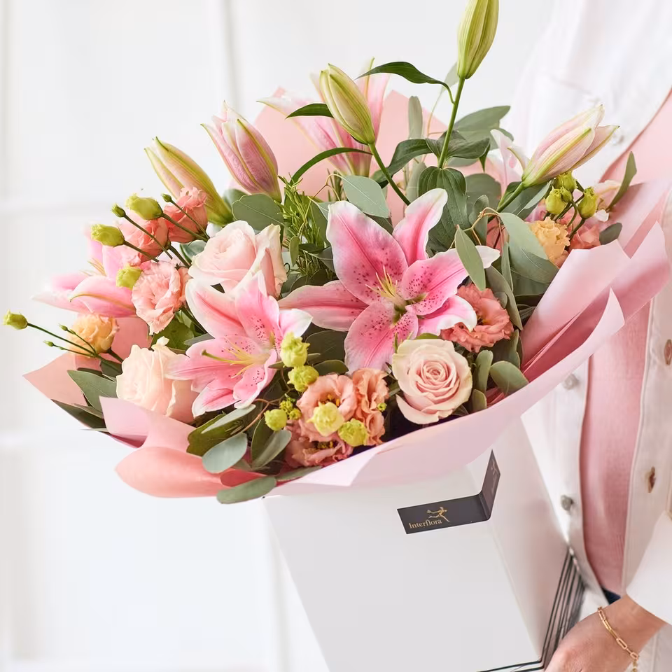 Pretty Pink Rose and Lily Bouquet Standard